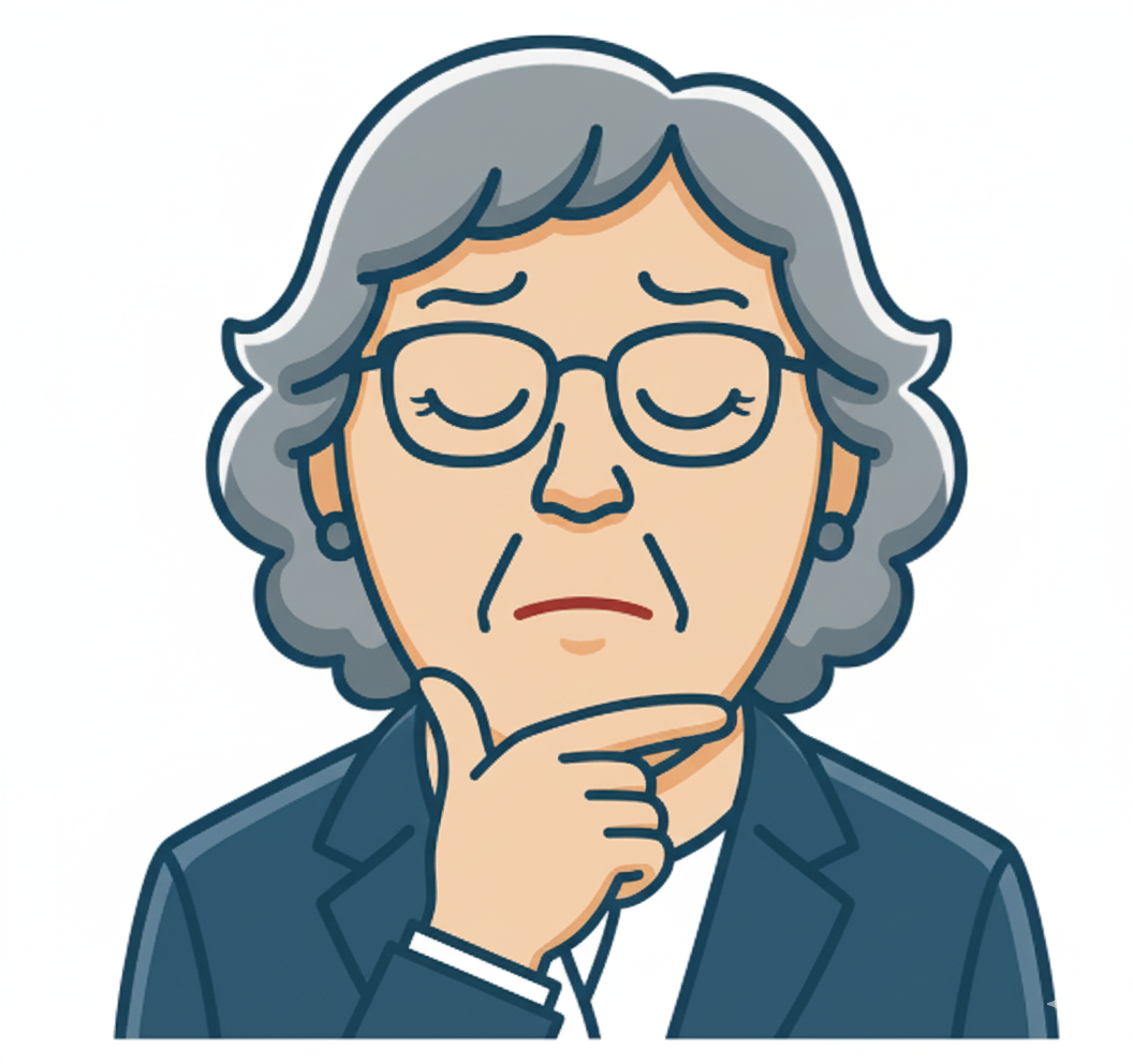 悩んでいる表情のキャラクター