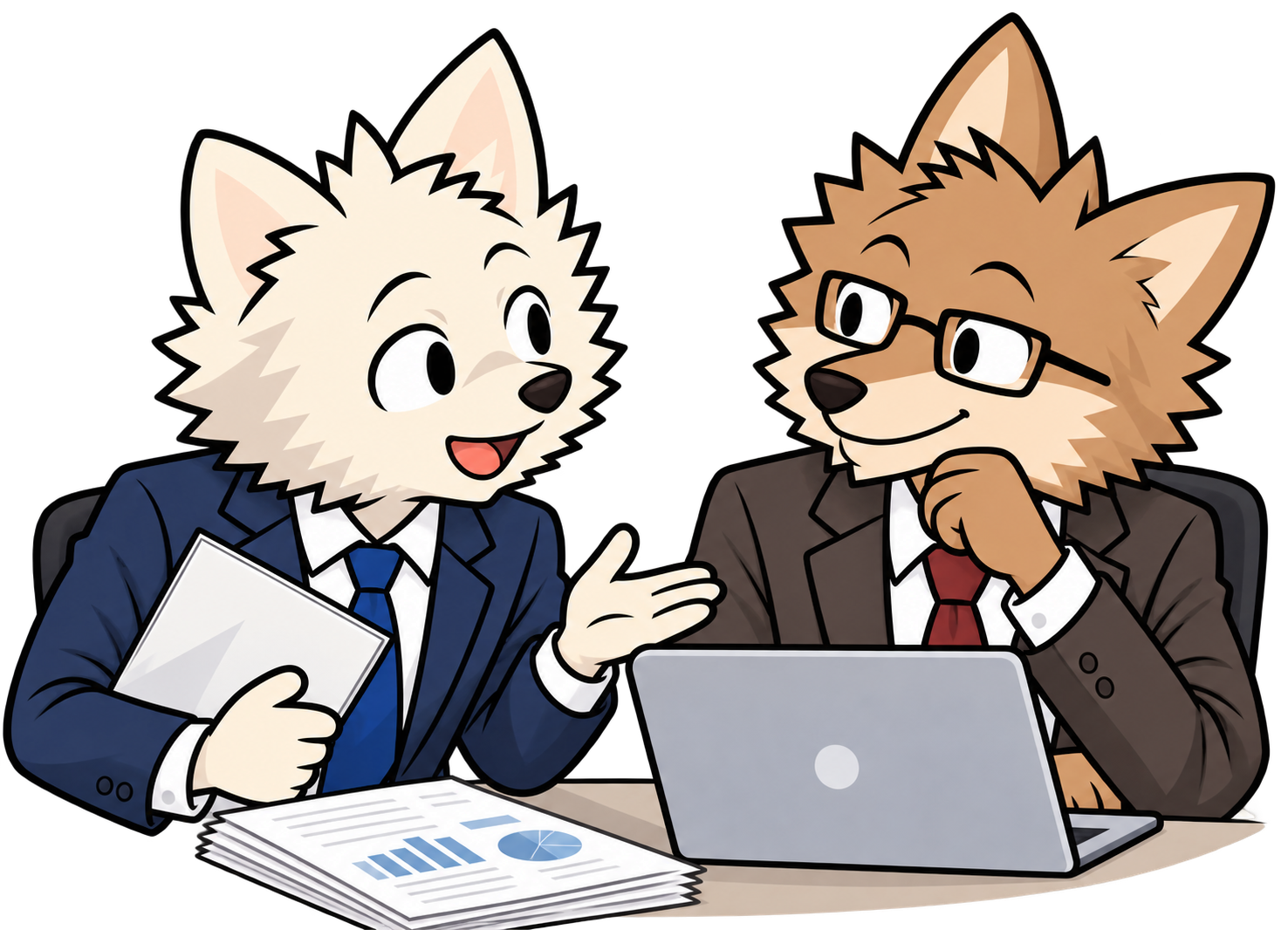 部下が上司に相談しているイラスト