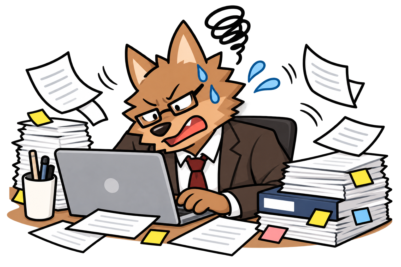 管理職が忙しいイラスト